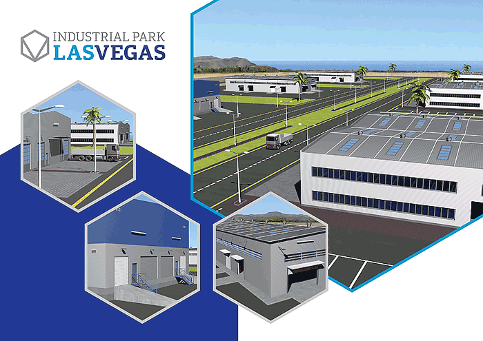 industrial estate brochure with 3D model renders